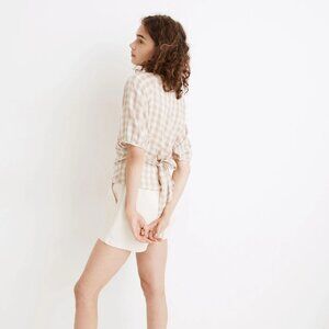 Madewell Sweetheart Wrap Top in Gingham Check, XXS